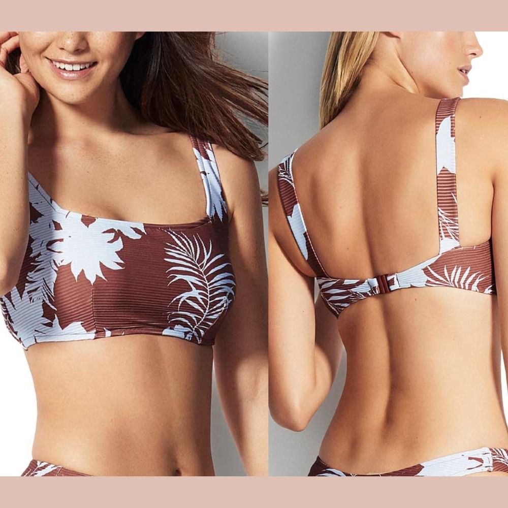 NWT $118 Seafolly‎ [ 6 + DD Cup US ] Wild Tropics Bandeau Bikini Top Amber 6934